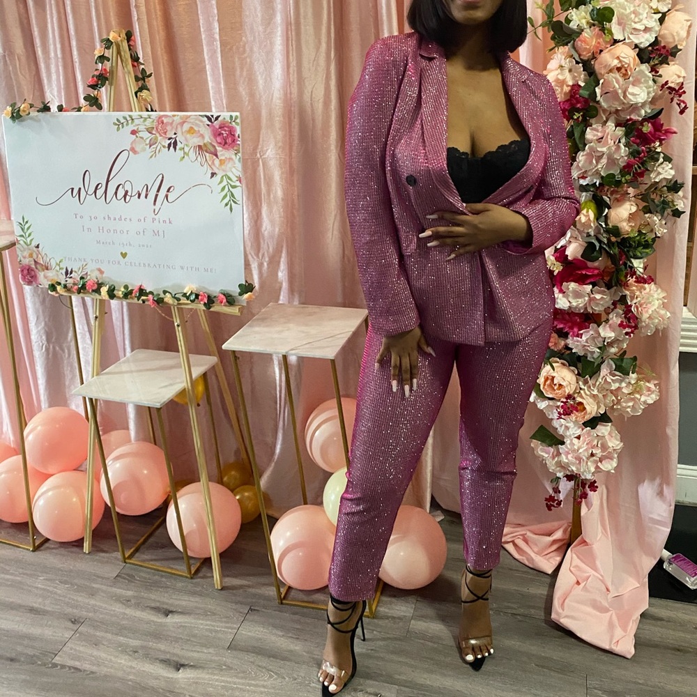 Perfect pink glitter suit
